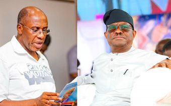 L-R: Former Rivers State governor, Rotimi Amaechi and FCT Minister Nyesom Wike. [Facebook]