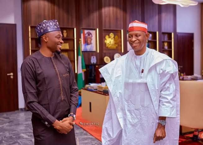 Governor Abba Yusuf of Kano with former Super Eagles captain, Ahmed Musa.