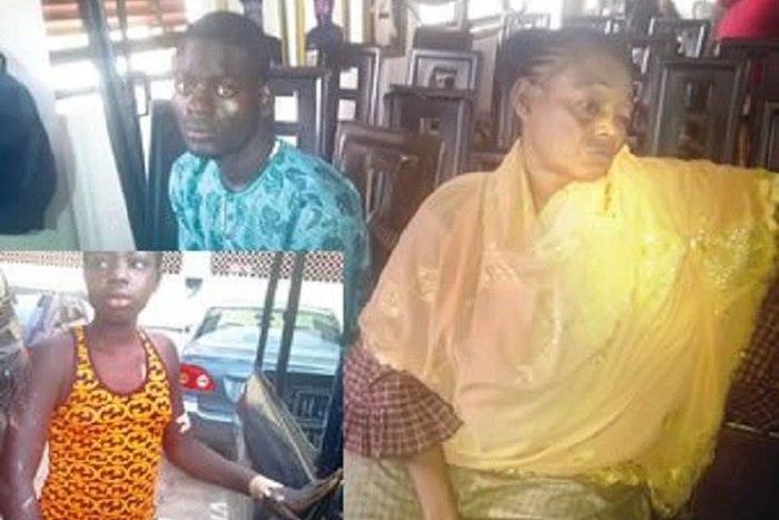 Alhaja Fatima Williams, her brother, Waliu and Kemi Leona (Inset)