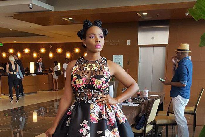 Yemi Alade in a Zuhair Murad piece from the Resort 2016 Collection for 2016 BET Awards