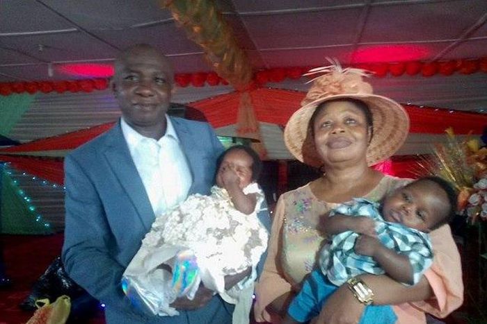 Rev. Godwin Ogoh, his wife and their bundles of joy