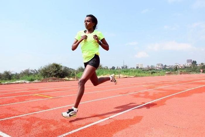 Tirunesh Dibaba runs.  Athletics - Rio 2016 Olympic Games – Women’s 10,000 meters training - Addis Ababa, Ethiopia – 26/7/16 –  REUTERS/Tiksa Negeri