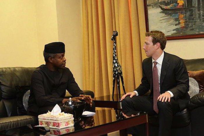 Vice President Yemi Osinbajo with Facebook CEO and Founder, Mark Zuckerberg