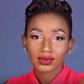 Rose gold cut crease with bold lips