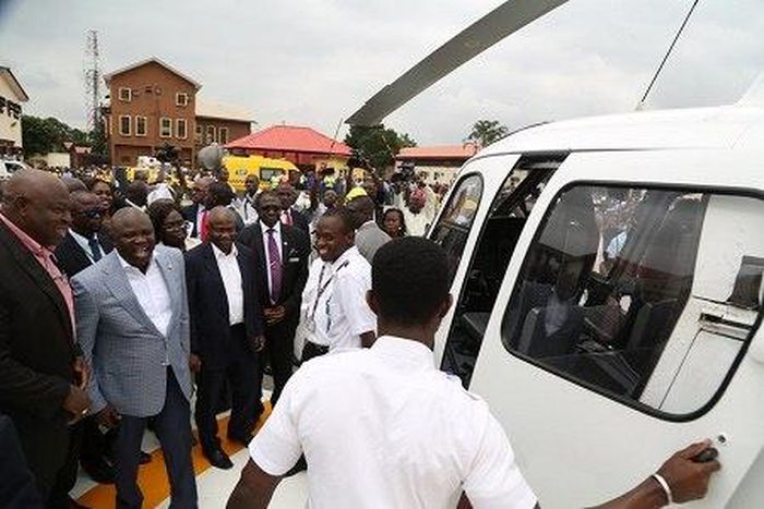 Lagos State Governor, Akinwunmi Ambode commissions first state-owned emergency helicopter service in Nigeria on August 11, 2016.