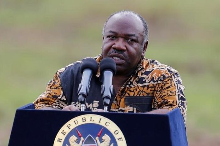 Gabon's President Ali Bongo Ondimba addresses the media at Nairobi National Park near Nairobi, Kenya, April 30, 2016.