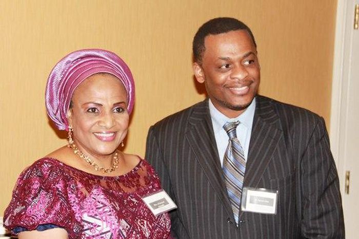 Florence Ajimobi and a guest at an event