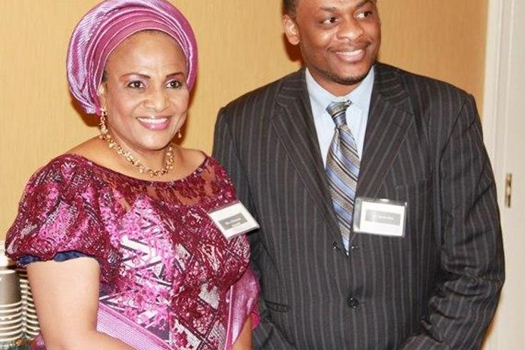 Florence Ajimobi and a guest at an event