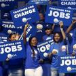 Democratic Alliance supporters cheer at an election rally in Johannesburg May 3, 2014.