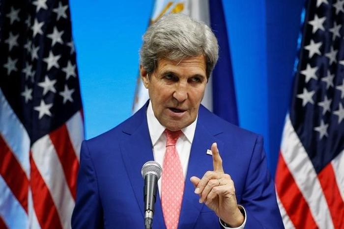 U.S. Secretary of State John Kerry speaks during a joint news conference with Philippine Foreign Affairs Secretary Perfecto Yasay (not pictured) at the Department of Foreign Affairs in Pasay city Metro Manila, Philippines July 27, 2016.