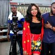 Nancy Isime, Enyinna Nwigwe, Zynnell Zuh on set of "Hire a Man"