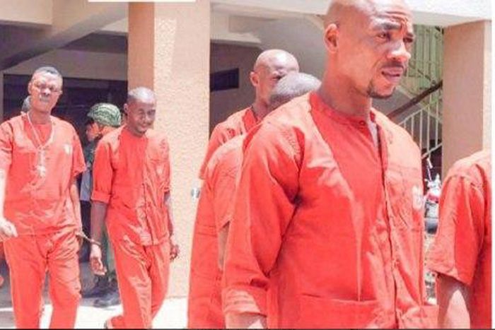 The suspects walking out of the court