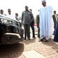President Buhari inspecting ‘Made-In-Nigeria’ Peugeot car