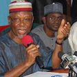 From left, All Progressive Congress (APC) National Chairman, Chief John Oyegun; National Secretary APC, Allhaji Maimala Bunni and Deputy National chairman North, Alhaji Shaibu Lawal addressing pressmen reacting to impeachment moves by Federal Governmen...