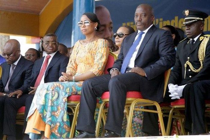Democratic Republic of the Congo's President Joseph Kabila (2nd R) and First Lady Marie Olive Lembe in Kindu, the capital of Maniema province in the Democratic Republic of Congo, June 30, 2016.