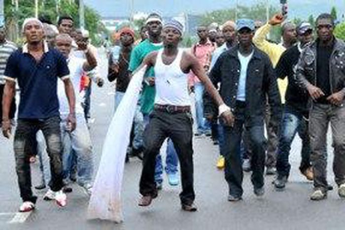 Ex-militants protesting the non-payment of their stipends in Port-Harcourt.