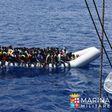 An Italian Navy picture of migrants rescued off the coast of Libya on June 23, 2016 