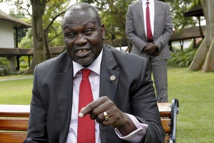 South Sudan's vice president and former rebel leader Riek Machar speaks during an interview with Reuters in Kenya's capital Nairobi July 8, 2015.