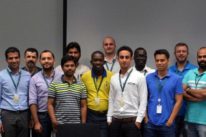 Group picture of the Service Partners across YahClick’s markets, along with the Yahsat and iDirect team training them on the product