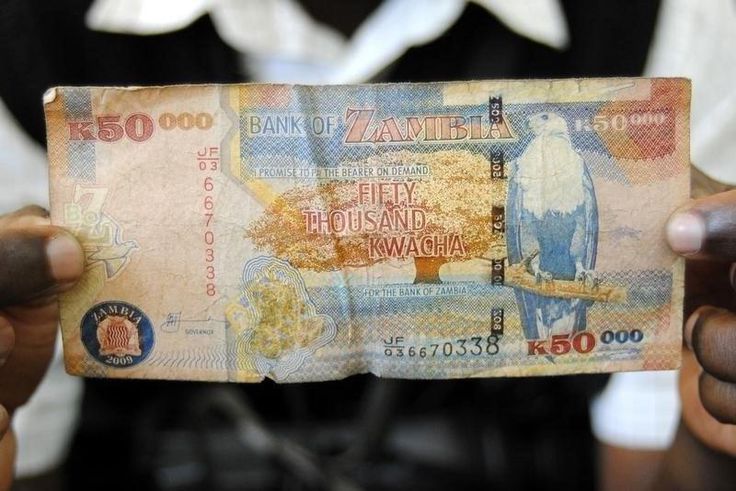 A man displays a 50,000 Kwacha note in Lusaka January 23, 2012. REUTERS/Mackson Wasamunu