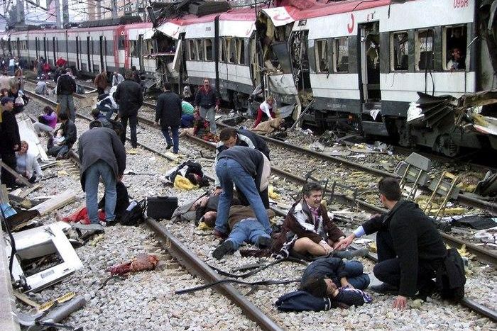 Injured victims in a train accident