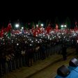 Turkey's President Tayyip Erdogan addresses his supporters in front of the Presidential Palace in Ankara, Turkey, August 10, 2016.