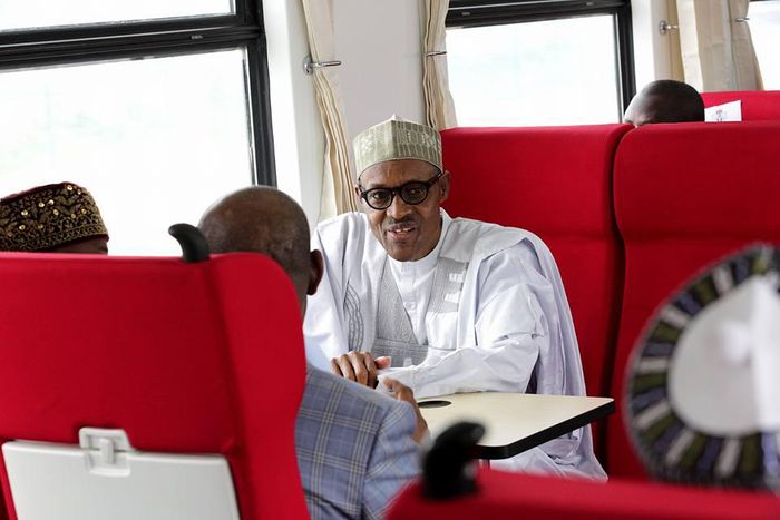 President Muhammadu Buhari at the commissioning of the Abuja-Kaduna railway project (PremiumTimes)