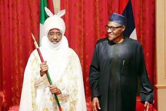Emir of Kano, Sanusi Lamido Sanusi visits President Muhammadu Buhari in Abuja on August 4, 2015.