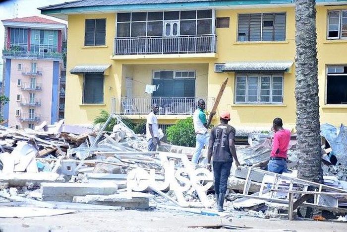 The demolished shops