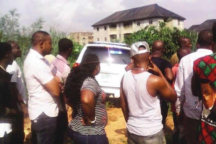 Shocked neighbours at the scene of the death