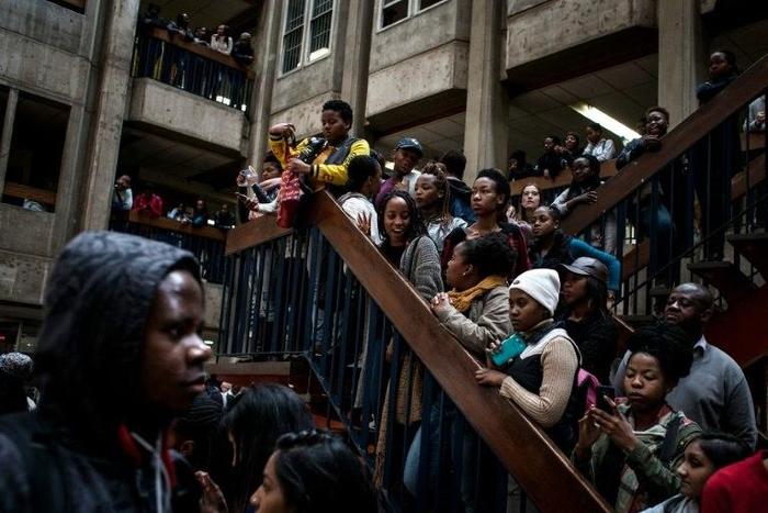 Students at the Wits Universityb in Johannesburg protest against fees increases which they say are hitting people from black communities hardest