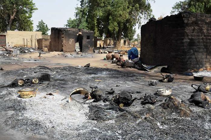 destroyed houses in Borno State