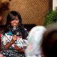 U.S first lady Michelle Obama participates in a conversation with Moroccan adolescent girls moderated by CNNÕs Isha Sesay following the Let Girls Learn program in Marrakech, Morocco June 28, 2016. REUTERS/Youssef Boudlal