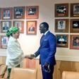 Akon meets with the Nigerian Minister of Environment, Amina Mohammed in New York City