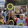 Protesters take part in a demonstration called by Amnesty International on the International Day in Support of Victims of Torture, in Rabat, Morocco June 26, 2015.
