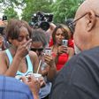 Diamond Reynolds weeps after she recounts the incidents that led to the fatal shooting of her boyfriend Philando Castile by Minneapolis area police during a traffic stop on Wednesday, at a "Black Lives Matter" demonstration, in front of the Governor"s ...