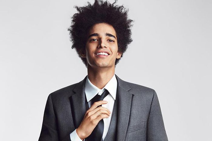 BLACK by Vera Wang gray jacket, vest, pants; Men's Wearhouse white shirt, tie