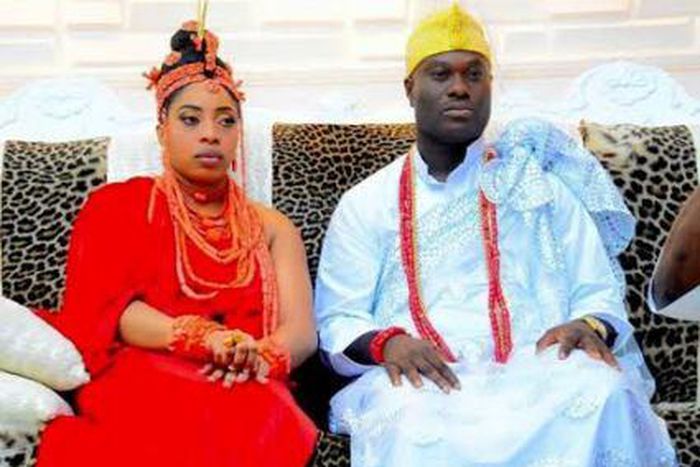 The Ooni of ife and his wife, Olori Wuraola Ogunwusi