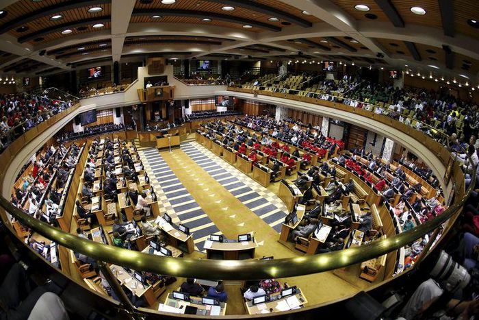 A general view of South Africa's Parliament in Cape Town is seen during a motion to impeach President Jacob Zuma after the constitutional court ruled that he breached the constitution, April 5, 2016.