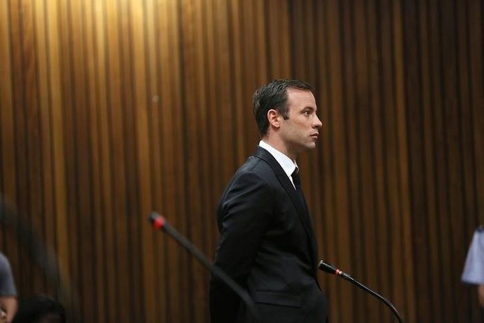 Oscar Pistorius appears for a postponement of sentencing hearing at the High Court in Pretoria, South Africa, April 18, 2016.