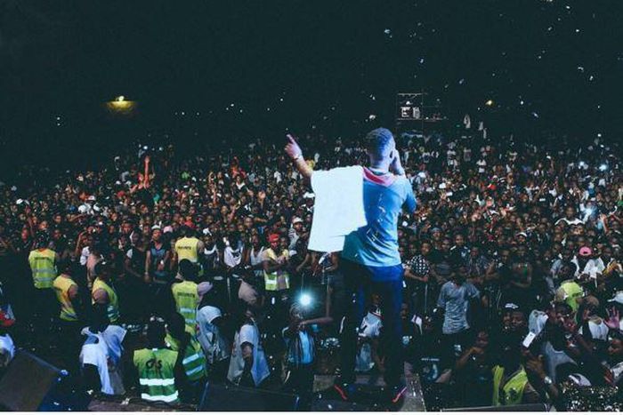 Wizkid, during a live stage performance in Cameroon
