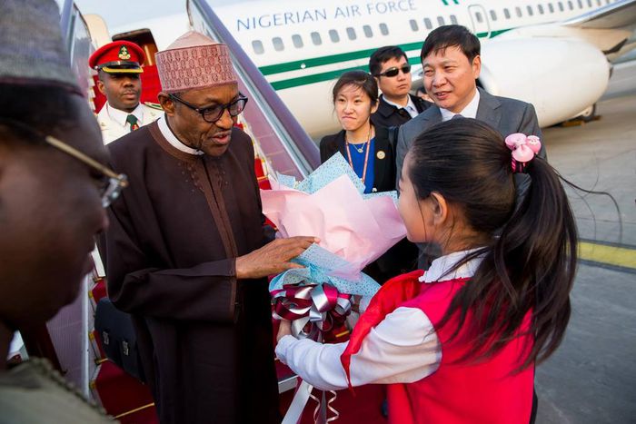 President Muhammadu Buhari arrives in China on April 11, 2016