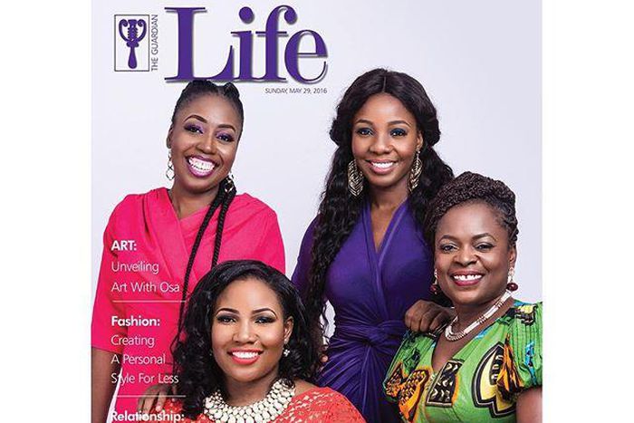 Omilola Oshikoya, Stephanie Obi, Glory Edozien and Itoro Eze-Anaba on the cover of Guardian Life magazine