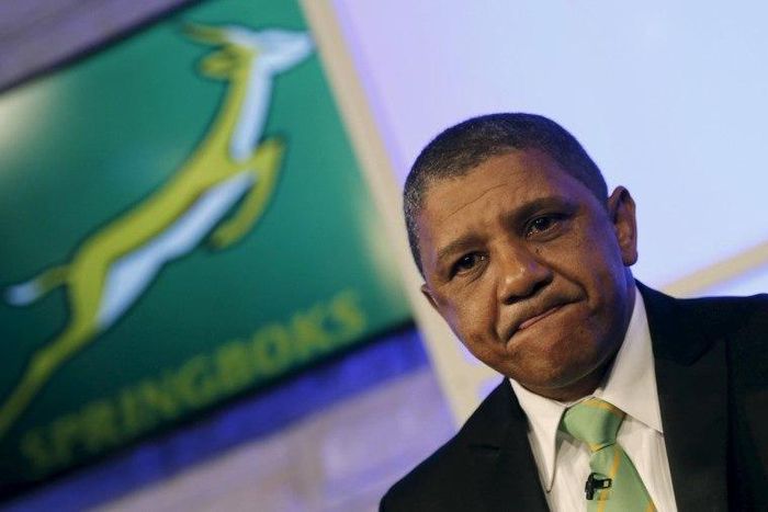 Allister Coetzee looks on after he was unveiled as the South Africa Springboks' new rugby coach in Randburg, outside Johannesburg, April 12, 2016.