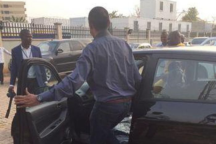 Ben Bruce stepping into his Made-in-Nigeria car
