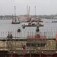A general view of the construction site of Ivory Coast's third bridge, the Henri Konan Bedie, named after the country's former president, is seen in Abidjan, February 13, 2014.