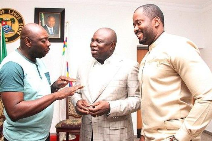 Segun Arinze, Desmond Elliot with Governor Ambode