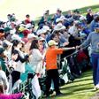 Apr 9, 2016; Augusta, GA, USA; Jordan Spieth greets fans as he walks to the 6th green during the third round of the 2016 The Masters golf tournament at Augusta National Golf Club. Mandatory Credit: Rob Schumacher-USA TODAY Sports