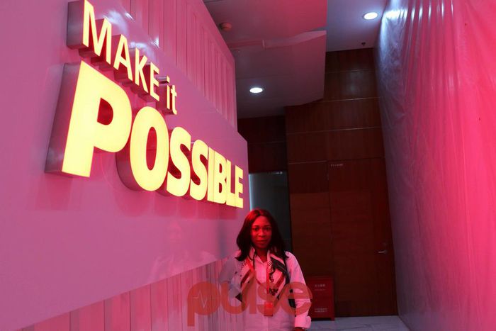 Pulse Entertainment Editor Princess Abumere at the Huawei exhibition hall