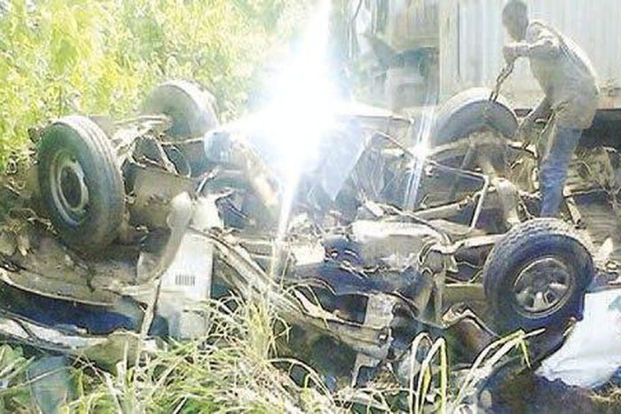 The accident wreckage.